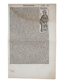 A C. 1493 NUREMBURG CHRONICLE WOODCUT PRINT, RENAISSANCE BIOGRAPHICAL ILLUSTRATION, EMPEROR