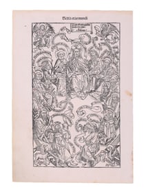 1493 SALVATOR MUNDI CHRIST AND THE APOSTLES, TETRAMORPH, NUREMBERG CHRONICLE, FULL PAGE