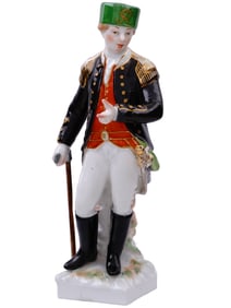 A KPM PORCELAIN FIGURINE SOLDIER IN MINER UNIFORM, 19TH CEN.