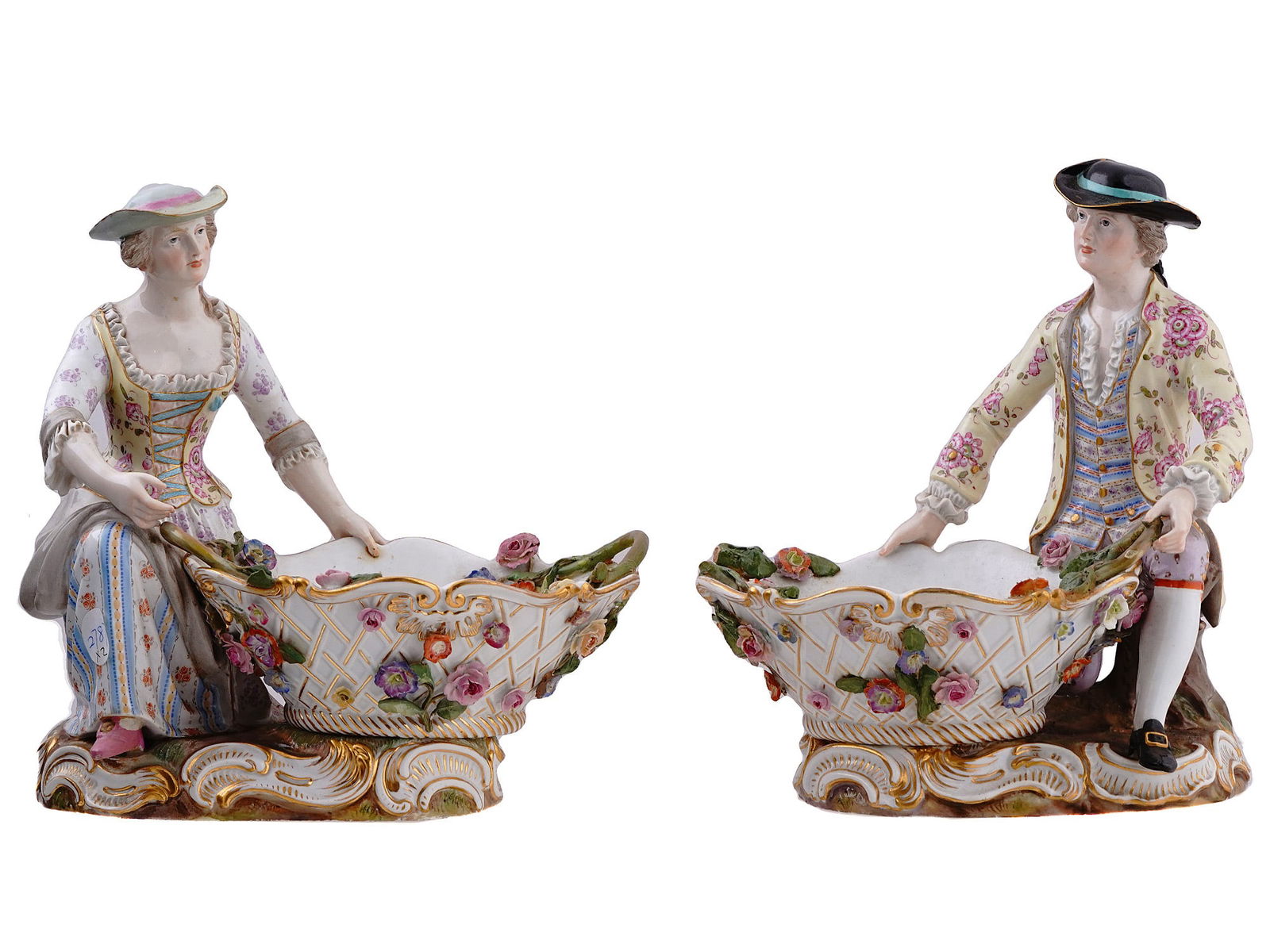 A PAIR OF MEISSEN GERMAN ROCOCO-STYLE PORCELAIN SWEETMEAT DISHES (1 of 6)