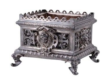 A FRENCH RENAISSANCE REVIVAL SILVERED BRONZE PLANTER, 19TH CENTURY