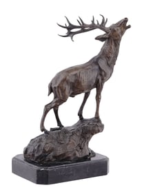 A SIGNED P. J. MÊNE (1810-1879) FRENCH BRONZE OF A STAG, 19TH CENTURY