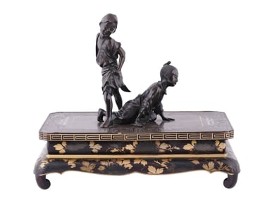 A JAPANESE BRONZE GROUPING, MEIJI PERIOD