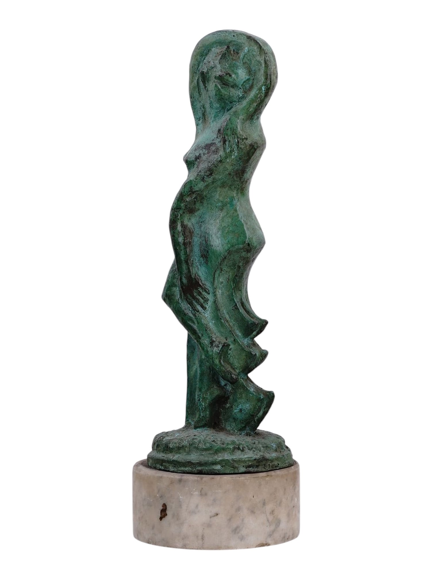 A SURREALIST PATINATED BRONZE SCULPTURE OF A FEMALE FIGURE (1 of 5)