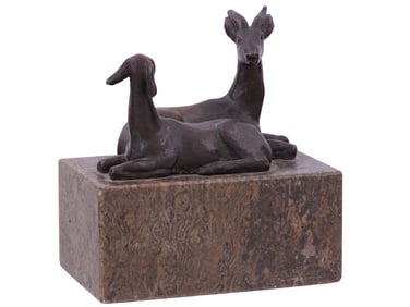 A RENEE SINTENIS BRONZE SCULPTURE OF TWO GAZELLES, GERMAN, 1930