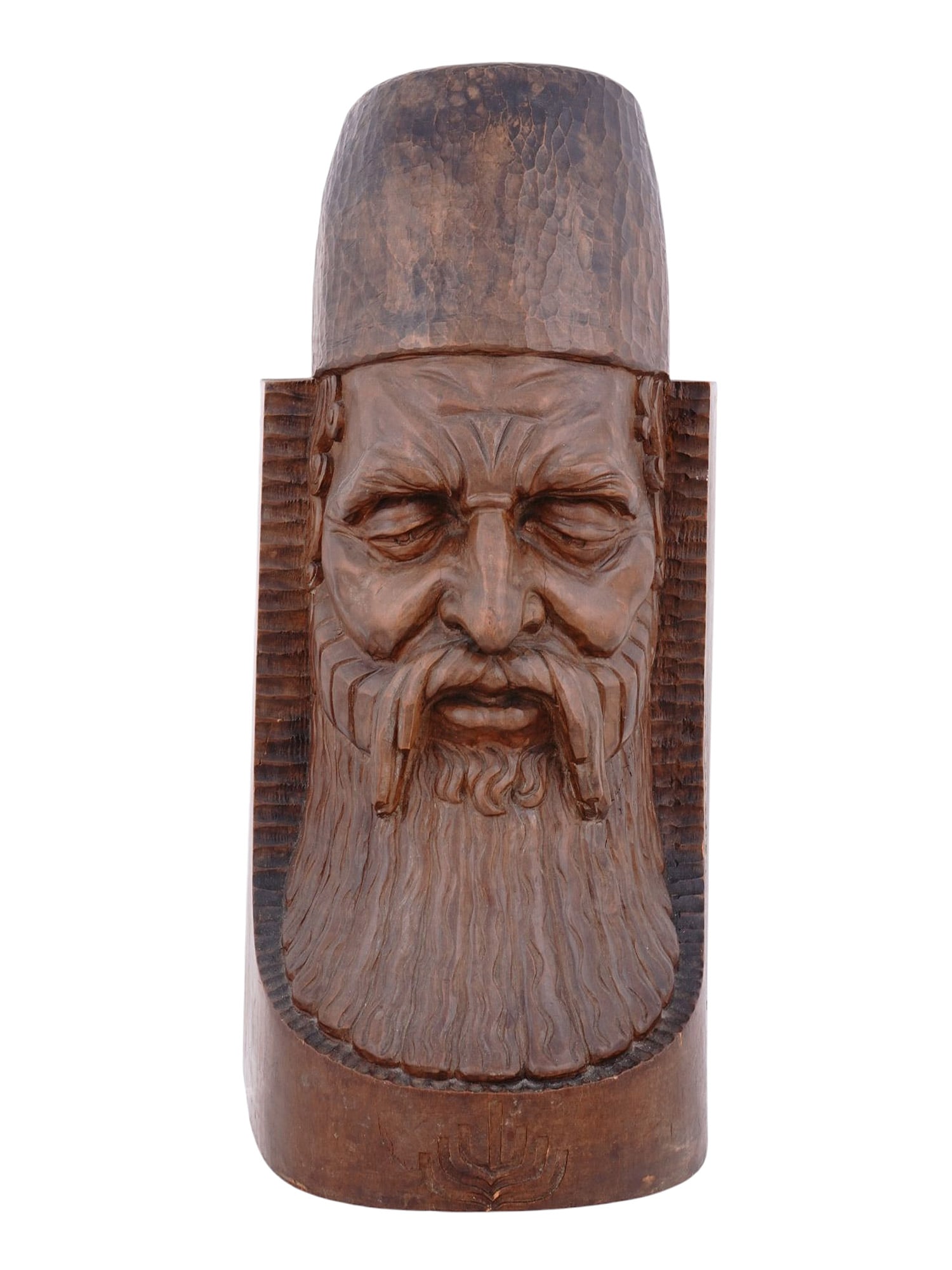 A CARVED APPLEWOOD SCULPTURE BY MALVINA HOFFMAN, AMERICAN, RABBI OF DJERBA, 1927: Malvina Hoffman, a carved applewood sculpture depicting Rabbi of Djerba. Signed "M.H". Numbered "B 657030". Has a "Conner Rosenkranz, NY" label. Malvina Hoffman (1885-1966) was an American sculptor an