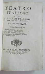 1746 TEATRO ITALIANO O SIA SCELTA DI TRAGEDIE ANTIQUE IN ITALIAN VELLUM