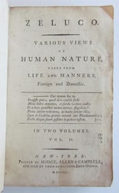 1790 ZELUGO VARIOUS VIEWS OF HUMAN NATURE ANTIQUE AMERICAN EDITION VOL. II