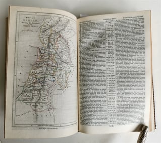 1830 BIBLE IN ENGLISH ANTIQUE ILLUSTRATED W/ MAPS