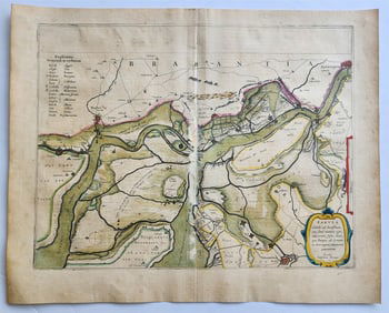 1640 BRABANT LEUVEN BELGIUM MAP BY WILLEM BLAEU ANTIQUE AUTHENTIC HAND COLORED