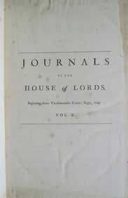 JOURNALS OF THE HOUSE OF LORDS 1647-1648 LARGE FOLIO ANTIQUE IN ENGLISH