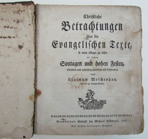 1791 GERMANTON PA ANTIQUE CHRISTLICHE BETRACHTUNGEN UBER DIE EVANGELISCHEN TEXTE
