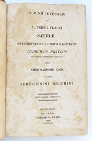 1814 JUNII JUVENALIS ET PERSII FLACCI SATIRAE ANTIQUE 1ST AMERICAN EDITION