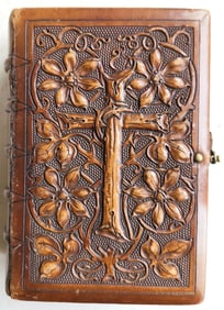 1886 GERMAN HYMNAL BOOK ANTIQUE BEAUTIFUL EMBOSSED LEATHER BINDING