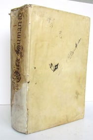 1707 MAGNUM THEATRUM VITAE HUMANAE V.1 ANTIQUE VELLUM FOLIO MANUSCRIPT TITLE