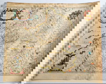1640 MAP OF OVERIJSSEL NETHERLANDS BY WILLEM BLAEU ANTIQUE AUTHENTIC HANDCOLORED