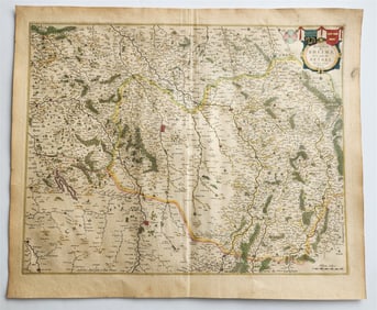 1640 MAP OF RHEIMS RETHEL FRANCE BY WILLEM BLAEU ANTIQUE AUTHENTIC HAND COLORED