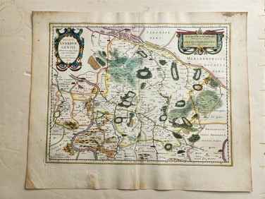 1640 MAP OF GERMANY LUNEBURG BY WILLEM BLAEU ANTIQUE AUTHENTIC HAND COLORED