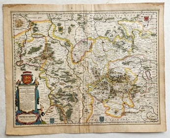 1640 MAP OF GERMANY BRAUNSCHWEIG BY WILLEM BLAEU ANTIQUE AUTHENTIC HAND COLORED