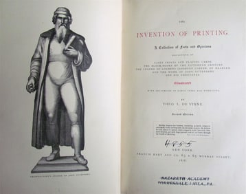 1878 INVENTION OF PRINTING BY T. DE VINNE ILLUSTRATED ANTIQUE SIGNED BY AUTHOR!