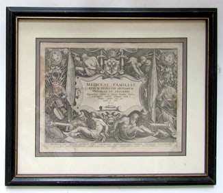 1583 TITLE PAGE MEDICI FAMILY DESIGNS ANTIQUE MEDICEAE FAMILIAE RERUM FELICITER