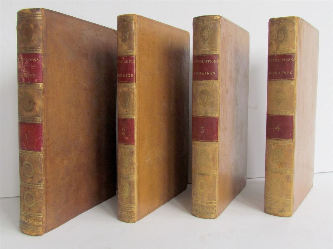 1796 SET OF 4 HISTORY OF REVOLUTIONS IN ROMAN REPUBLIC IN FRENCH ANTIQUE: Histoire des revolutions arrivees dans le gouvernement de la Republique Romaine. Paris, 1796 4 volumes, 8vo (5 1/4 by 8 1/4") History of the revolutions that occurred in the Roman Republic by the Fren