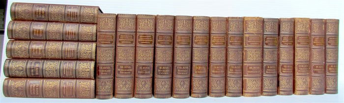 1893–1911 19 VOLUMES DANISH ENCYCLOPEDIA COMPLETE ILLUSTRATED ANTIQUE DECORATIVE