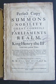 1685 SUMMONS OF NOBILITY TO PARLIAMENTS BY WILLIAM DUGDALE ANTIQUE LONDON