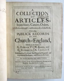 1684 COLLECTION OF ARTICLES W/ PUBLICK RECORDS OF CHURCH OF ENGLAND ANTIQUE