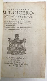 1581 CICERONIS AD ATTICUM 16TH CENTURY CICERO