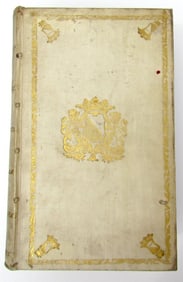1744 ROMAN HISTORY ARMORIAL VELLUM BINDING ANTIQUE W/ MAP BY LUCIUS FLORUS