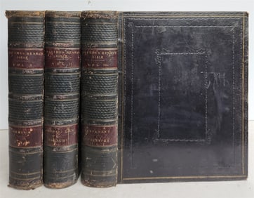 1850 BIBLE IN ENGLISH FULLY ILLUSTRATED 3 VOLUMES ANTIQUE BY REV. MATTHEW HENRY