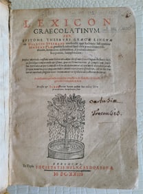 1623 GREEK DICTIONARY ANTIQUE 17TH CENTURY LEXICON GRAECOLATINUM VELLUM BINDING