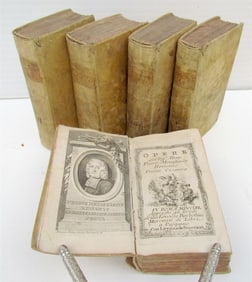 1756 PIETRO METASTASIO 5 VOLUMES ANTIQUE VELLUM BOUND OPERA THEATRE IN ITALIAN