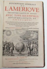 1637 DESCRIPTION OF AMERICA BY PIERRE D'AVITY ANTIQUE FOLIO IN FRENCH