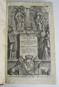 1663 BIBLE CONCORDANCE ANTIQUE LEATHER BOUND FOLIO CONCORDANTIAE BIBLIORUM