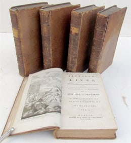 1771 PLUTARCH LIVES 5 VOLUMES ILLUSTRATED IN ENGLISH ANTIQUE