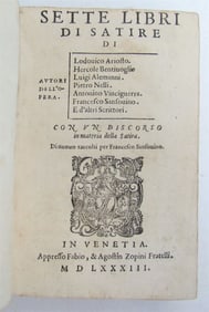 1583 POETRY BY LUDOVICO ARIOSTO & OTHERS VELLUM BOUND 16TH CENTURY RARE