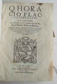 1599 HORACE WORKS IN SPANISH ANTIQUE POETRY VELLUM Q. HORATII FLACCI V.DE BIEDMA