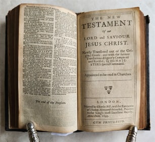 1699 BIBLE IN ENGLISH OLD & NEW TESTAMENT ANTIQUE VOL. II C. BILL & T. NEWCOMB