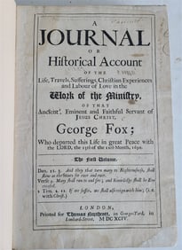 1694 GEORGE FOX'S JOURNAL ANTIQUE FOLIO ACCOUNT OF LIFE TRAVELS SUFFERINGS