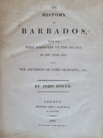1808 HISTORY OF BARBADOS FROM 1605 TO 1801 BY JOHN POYER ANTIQUE RARE IN ENGLISH