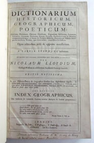 1686 DICTIONARIUM HISTORICUM GEOGRAPHICUM POETICUM ANTIQUE IN LATIN FOLIO