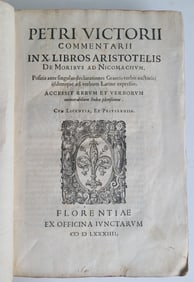 1584 ARISTOTLE COMMENTARIES BY PIETRO VETTORI ANTIQUE 16TH CENTURY FOLIO VELLUM