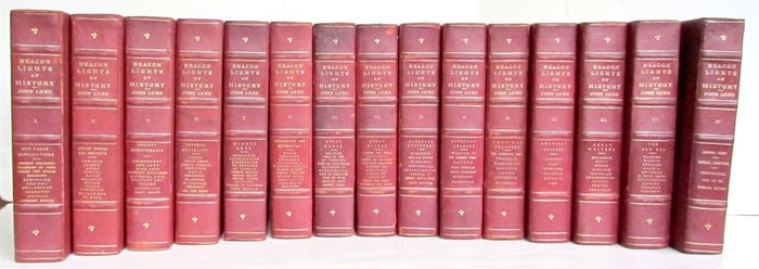 1888-1902 BEACON'S LIGHTS OF HISTORY 15 VOLUMES COMPLETE SET ANTIQUE ILLUSTRATED
