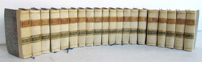 1830-1834 COLLECTION OF TRAVELS 20 VOLUMES ANTIQUE COMPENDIO DEI VIAGGI MODERNI