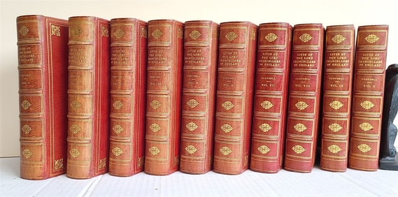 1874 LIVES OF LORD CHANCELLORS & KEEPERS OF GREAT SEAL OF ENGLAND ANTIQUE 10 VOLS