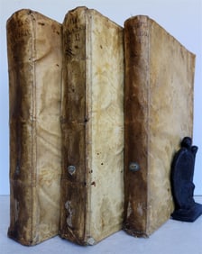 1612-1619 VIRGIL 3 VELLUM BOUND FOLIO VOLUMES ANTIQUE 17TH C. BUCOLICA &GEORGICA
