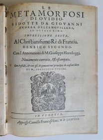 1578 LE METAMORFOSI DI OVIDIO ANTIQUE BEAUTIFULLY ILLUSTRATED RARE 16TH CENTURY!