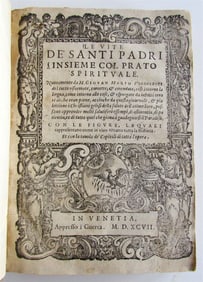 1597 ILLUSTRATED LE VITE DE' SANTI PADRI INSIEME COL PRATO ANTIQUE VELLUM RARE